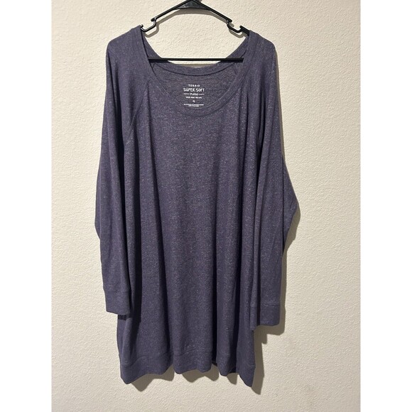 TORRID SWEATER SUPER SOFT PLUSH TUNIC TOP Purple 4 4X Long Sleeve Cozy Stretch - Picture 1 of 6